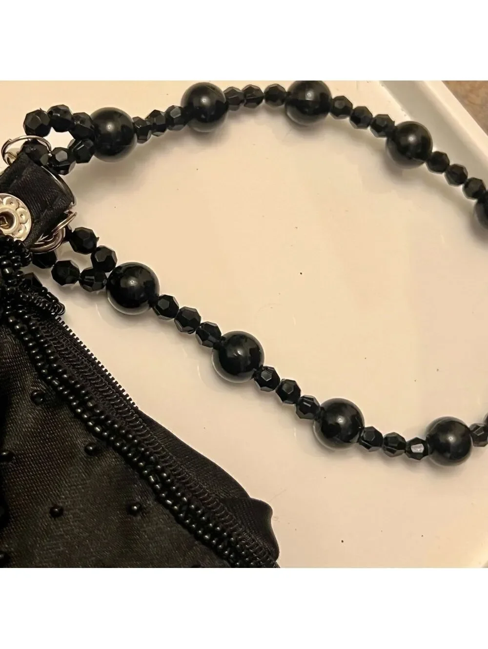 Vtg Whimsigoth Black Beaded Dark Romance Fairy Goth Evening Purse Moni Couture